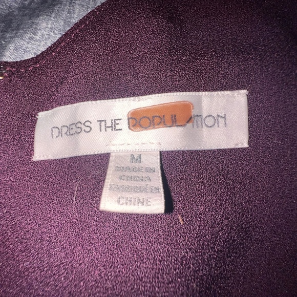 Dress The Population Burgundy Midi Sheath Dress M – Sleek Cocktail/Workwear - Picture 3 of 3